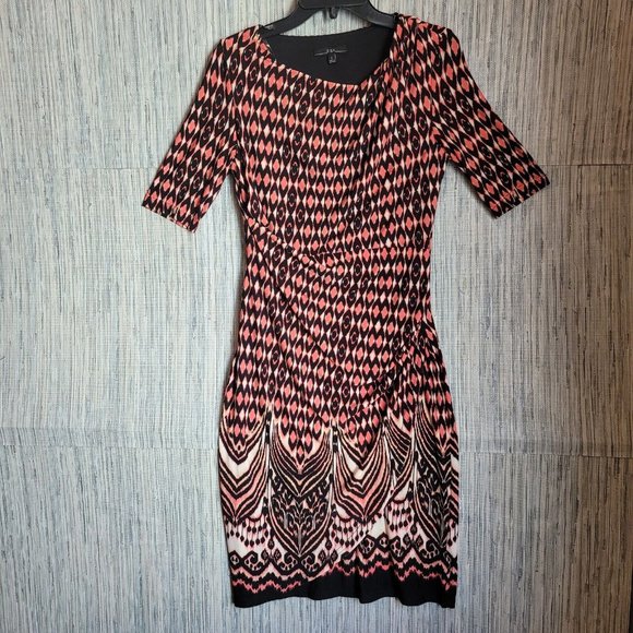 R&K Originals Dresses & Skirts - NWOT R&K Half Sleeve Round Neck Diamond Shape Black Pink Maxi Dress Women Size 6